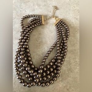 Lia Sophia Cafe Au Lait Beaded Necklace Dark brown
